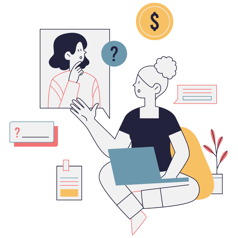 Two individuals talking about costs