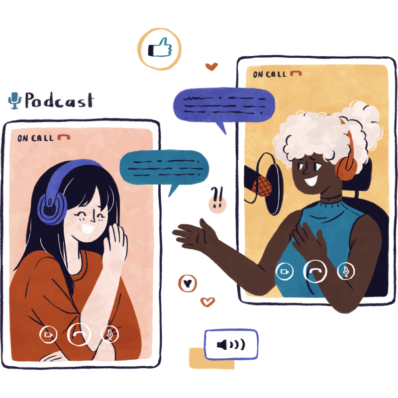 Podcast Host and Podcast Guest Image Laughing